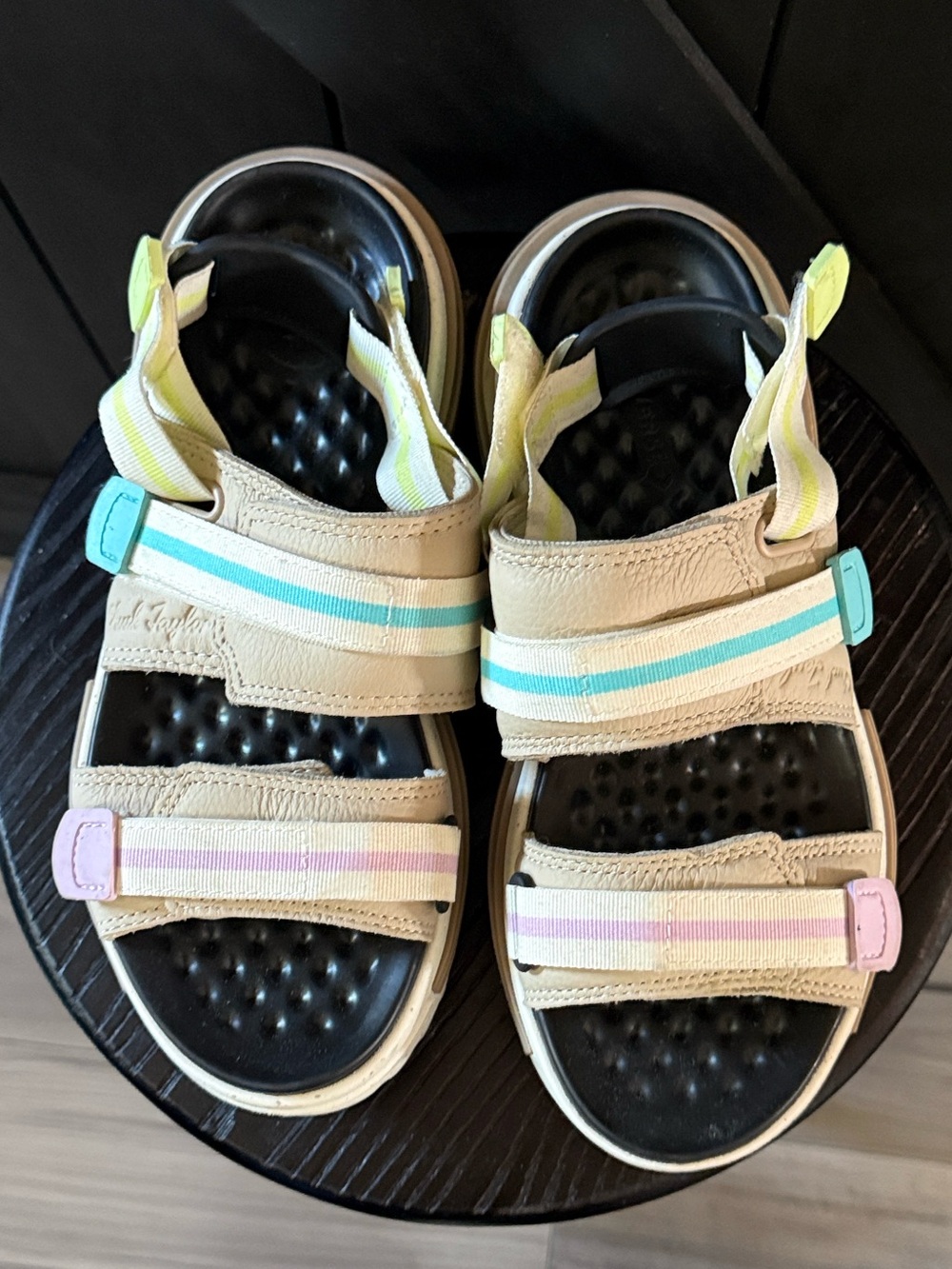 Converse Neutral Beige Sandals with Pastel Yellow, Blue, and Purple Accents - Picture 4 of 6